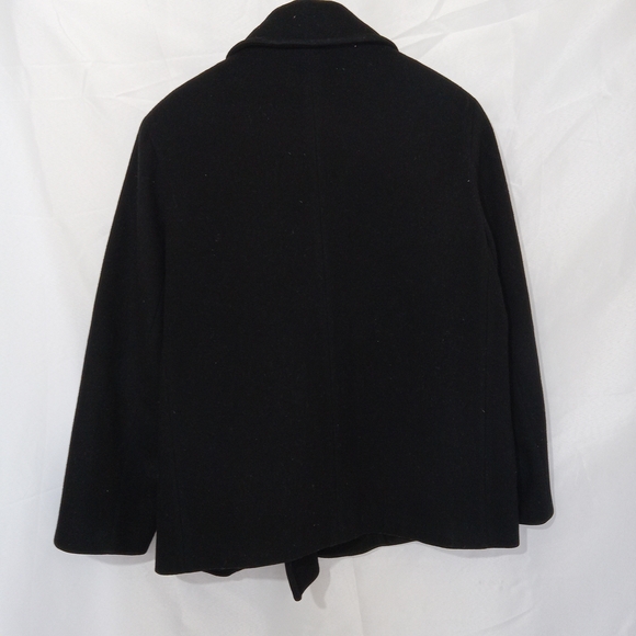 Vtg Larry Levine Wool Peacoat Womens Size 10 Black Double Breasted - Picture 5 of 11